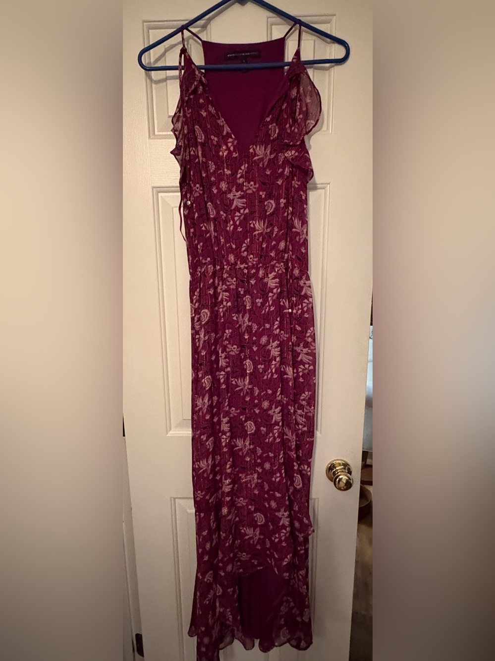 White House Black Market Burgundy Floral Maxi Dress